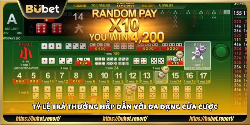 Mức thưởng cao đi kèm với nhiều kiểu cược trong game