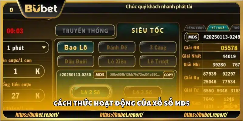Cơ chế quay thưởng của MD5 xổ số